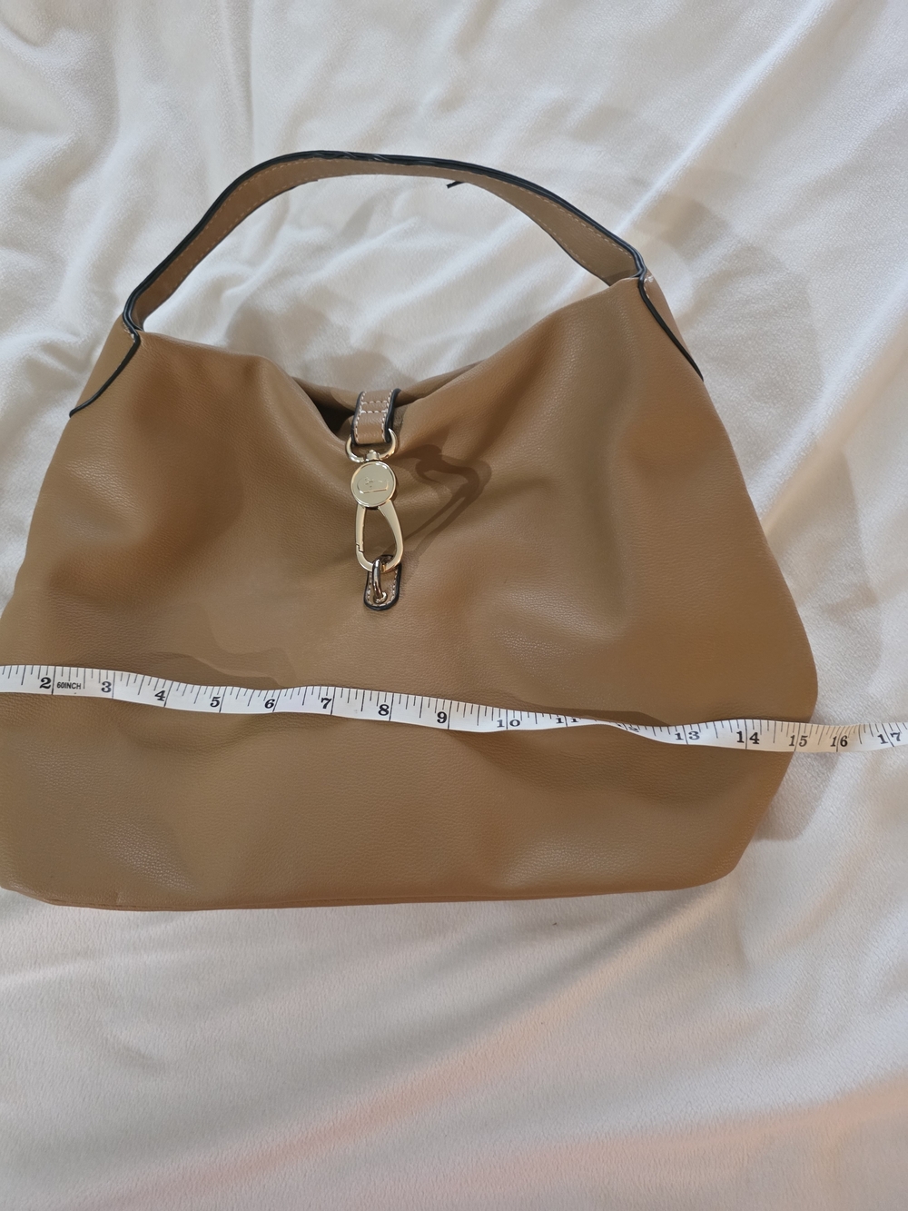 Dooney & Bourke Tan Leather Hobo with Gold Accent - Picture 7 of 8